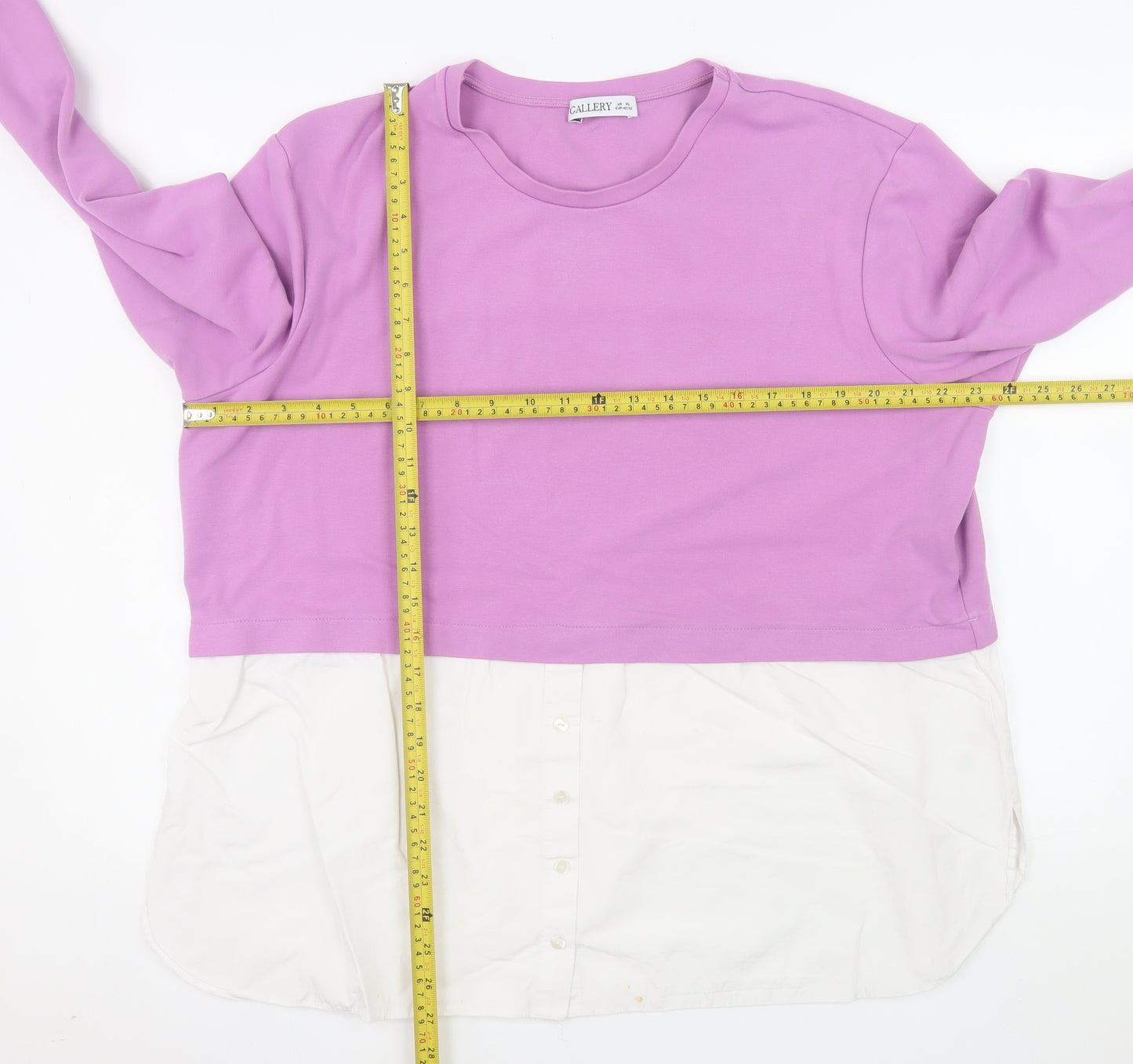 Gallery Women’s Lilac and White Long Sleeve Layered Blouse UK XL