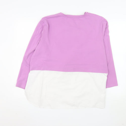 Gallery Women’s Lilac and White Long Sleeve Layered Blouse UK XL