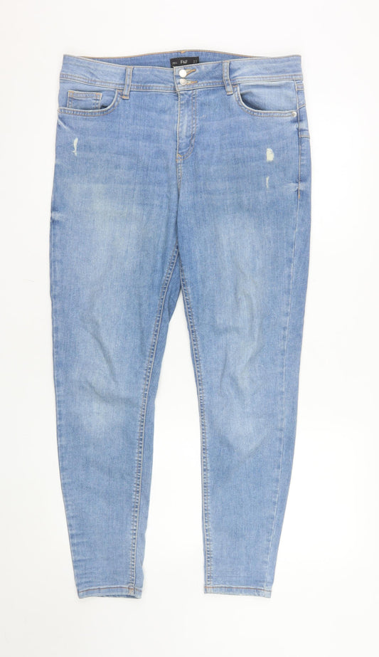 F&F Women’s Blue Skinny Jeans Size 14 Slim Fit Denim