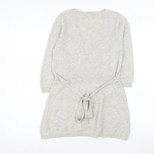 F&F Women’s Grey 100% Cashmere V-Neck Tunic Jumper Size 12