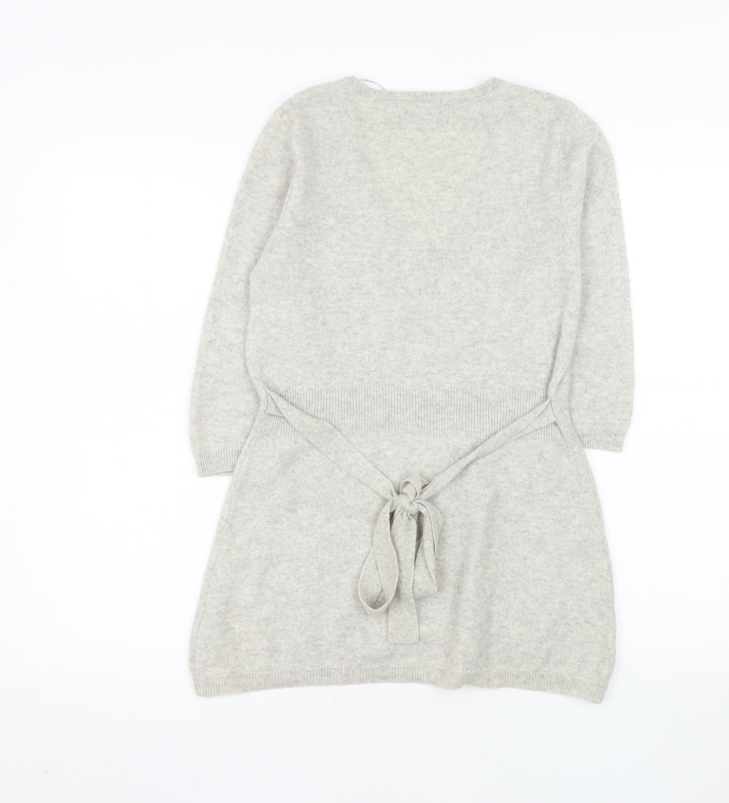 F&F Women’s Grey 100% Cashmere V-Neck Tunic Jumper Size 12