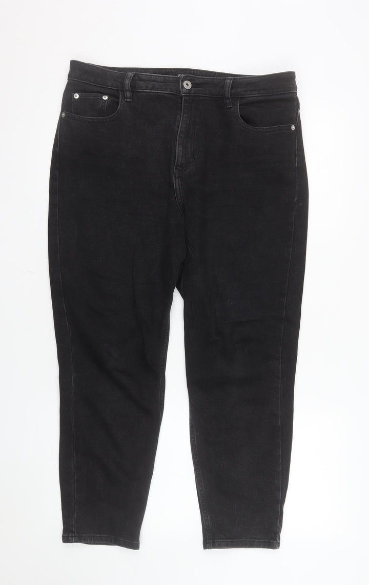 F&F Women’s Black Straight Jeans Size 12 Regular Fit Denim