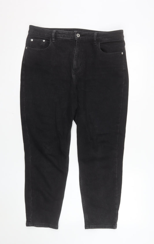 F&F Women’s Black Straight Jeans Size 12 Regular Fit Denim