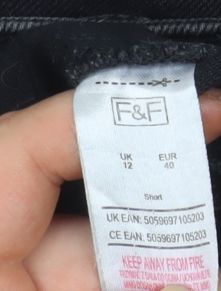 F&F Women’s Black Straight Jeans Size 12 Regular Fit Denim