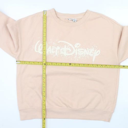 Disney Women Beige Walt Disney Logo Pullover Sweatshirt Size M