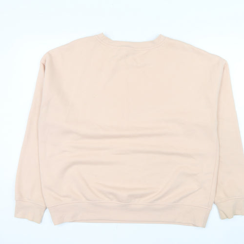 Disney Women Beige Walt Disney Logo Pullover Sweatshirt Size M
