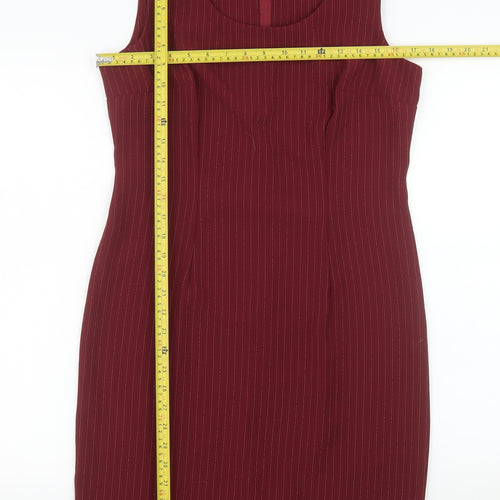Cartise Women Red Size 12 Sheath Knee Length Sleeveless Dress