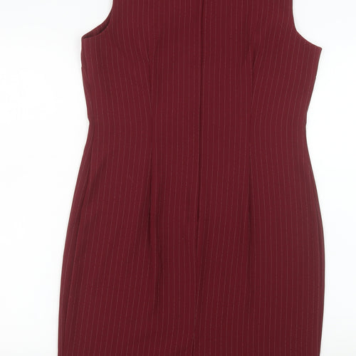 Cartise Women Red Size 12 Sheath Knee Length Sleeveless Dress