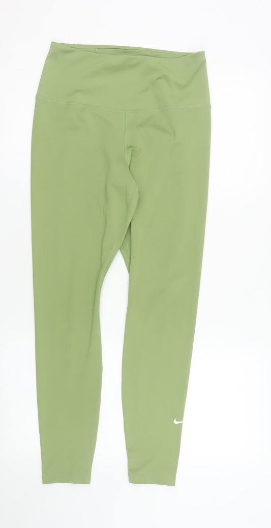 Nike Women’s Green Dri-Fit Leggings Medium Stretch Workout Trousers