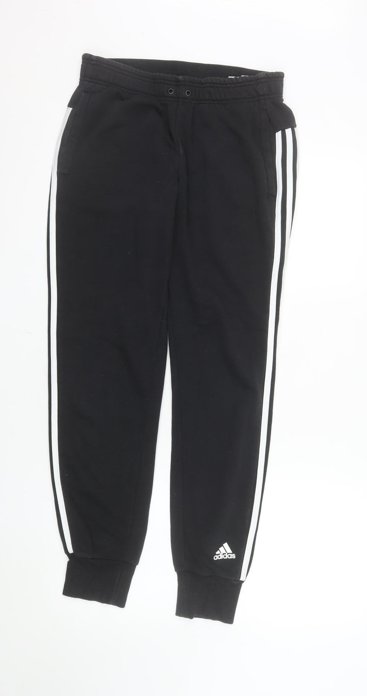 Adidas Womens Black Small Jogger Sweatpants with Side Stripe