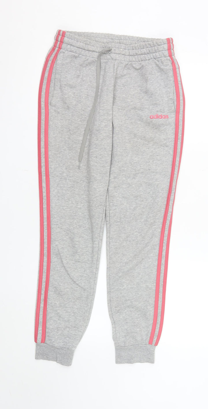 Adidas Womens Grey Jogger Sweatpants S Side Stripe Activewear