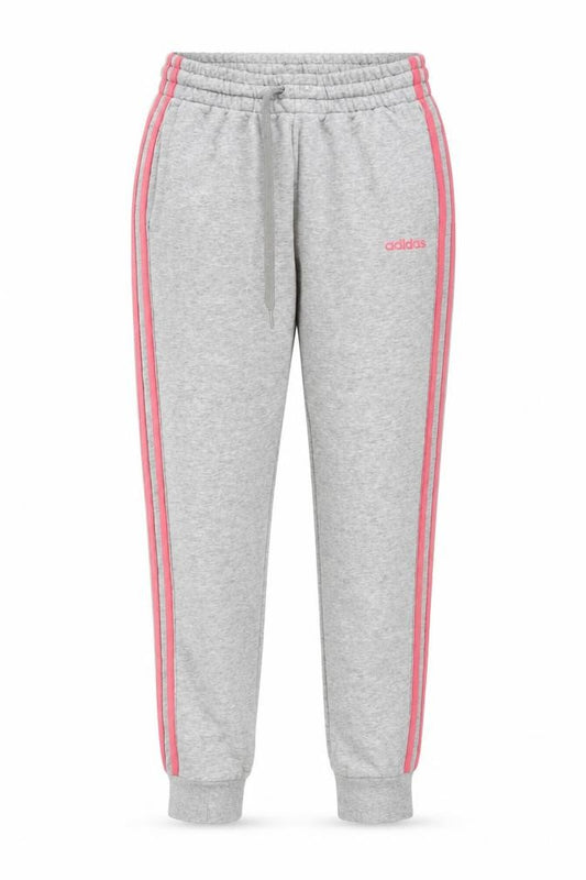 Front view of Adidas women’s grey jogger sweatpants s side stripe activewear
