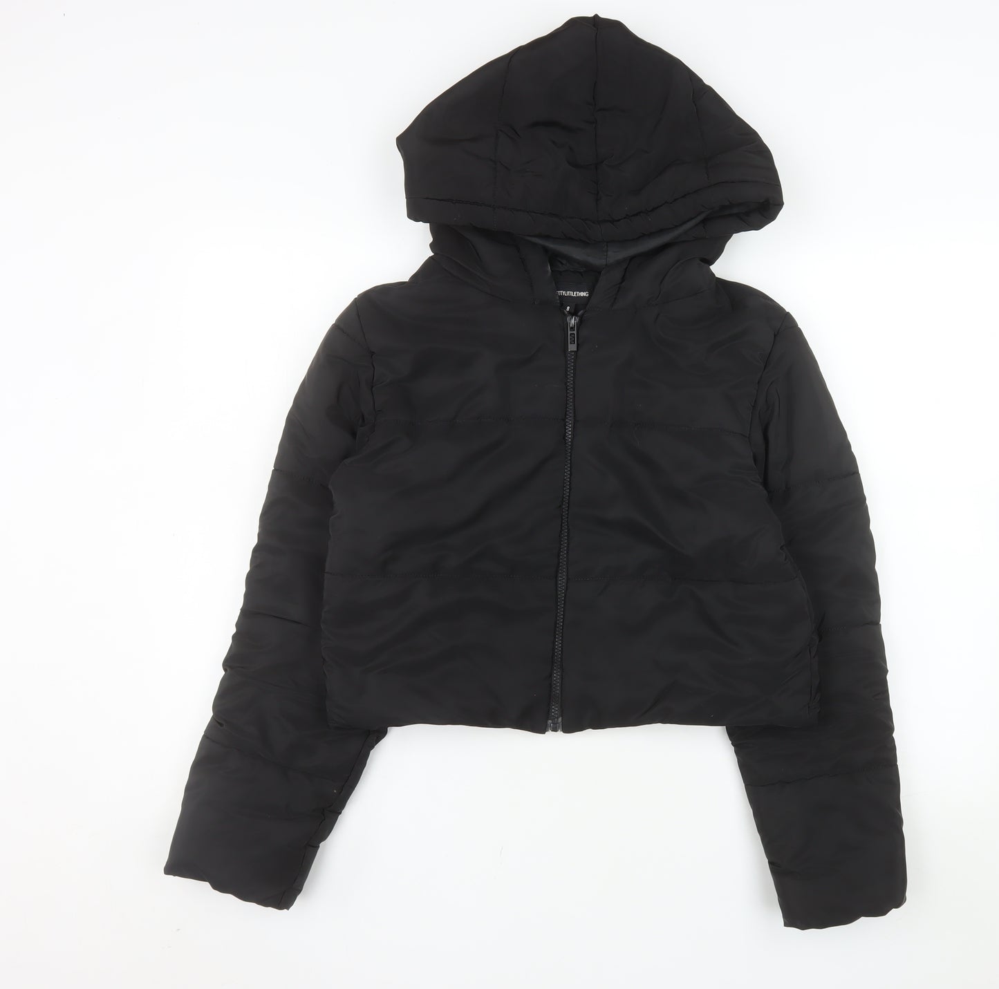 PrettyLittleThing Women’s Black Size 8 Cropped Hooded Puffer Jacket