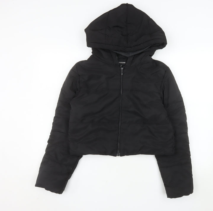 PrettyLittleThing Women’s Black Size 8 Cropped Hooded Puffer Jacket