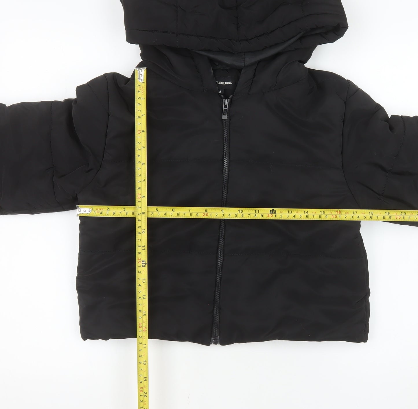 PrettyLittleThing Women’s Black Size 8 Cropped Hooded Puffer Jacket