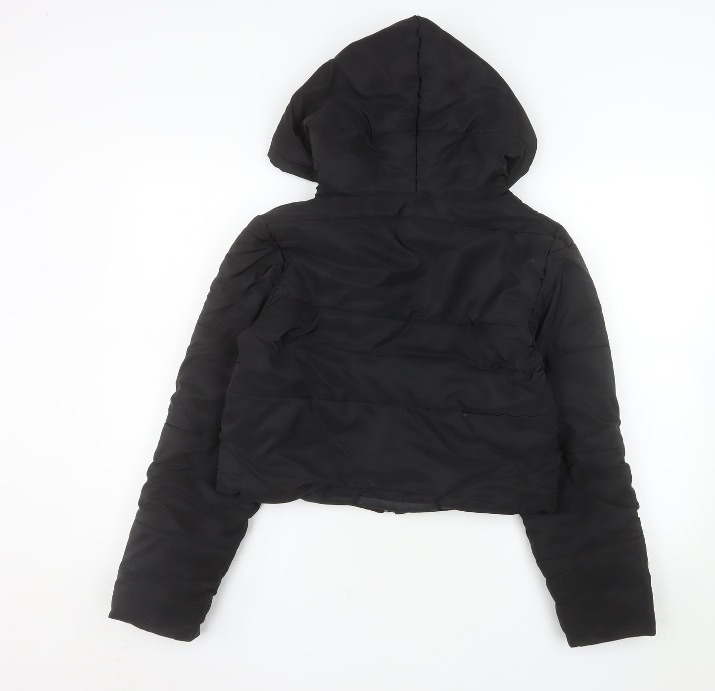 PrettyLittleThing Women’s Black Size 8 Cropped Hooded Puffer Jacket