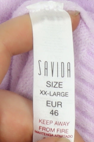 Savida Women Lilac XXL Crew Neck Pullover Jumper