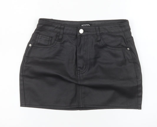 PrettyLittleThing Women Black High Rise Denim Mini Skirt UK 6