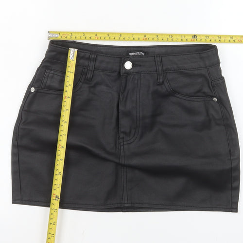 PrettyLittleThing Women Black High Rise Denim Mini Skirt UK 6