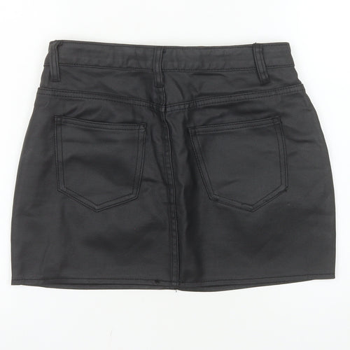 PrettyLittleThing Women Black High Rise Denim Mini Skirt UK 6