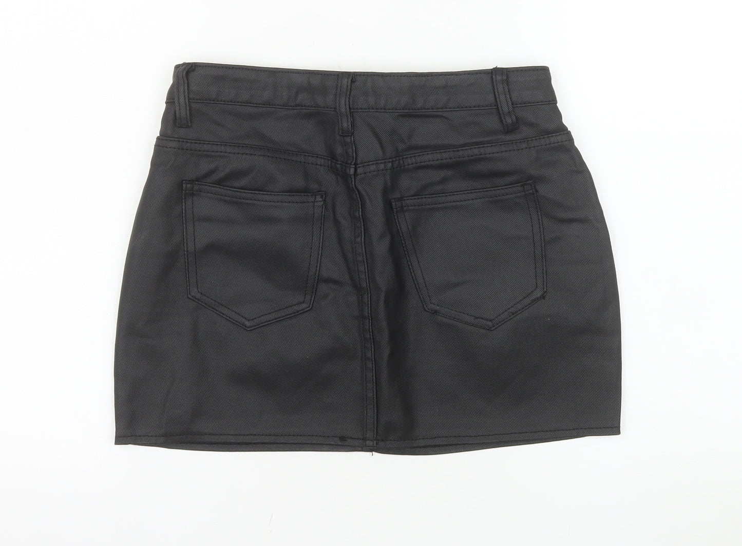 PrettyLittleThing Women Black High Rise Denim Mini Skirt UK 6