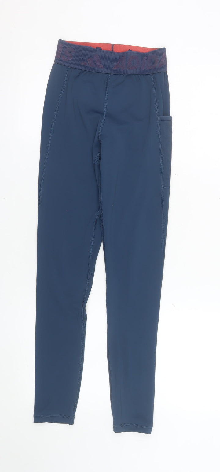 Adidas Womens Blue XS Techfit Primegreen Gym Leggings