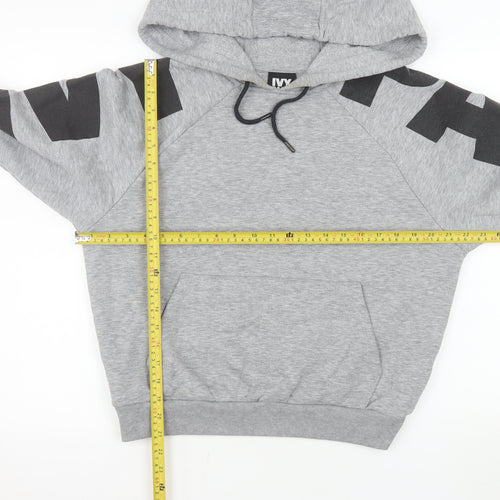 Ivy Park Womens Grey XS Pullover Hoodie with Black Graphic Sleeves