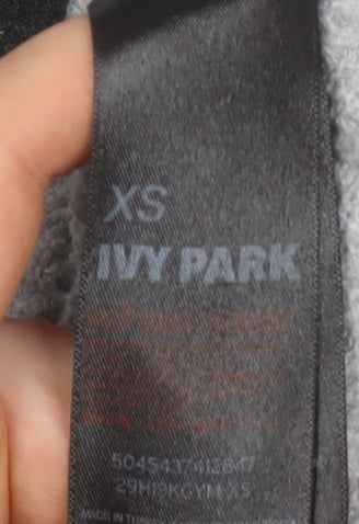 Ivy Park Womens Grey XS Pullover Hoodie with Black Graphic Sleeves