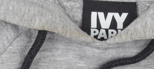 Ivy Park Womens Grey XS Pullover Hoodie with Black Graphic Sleeves