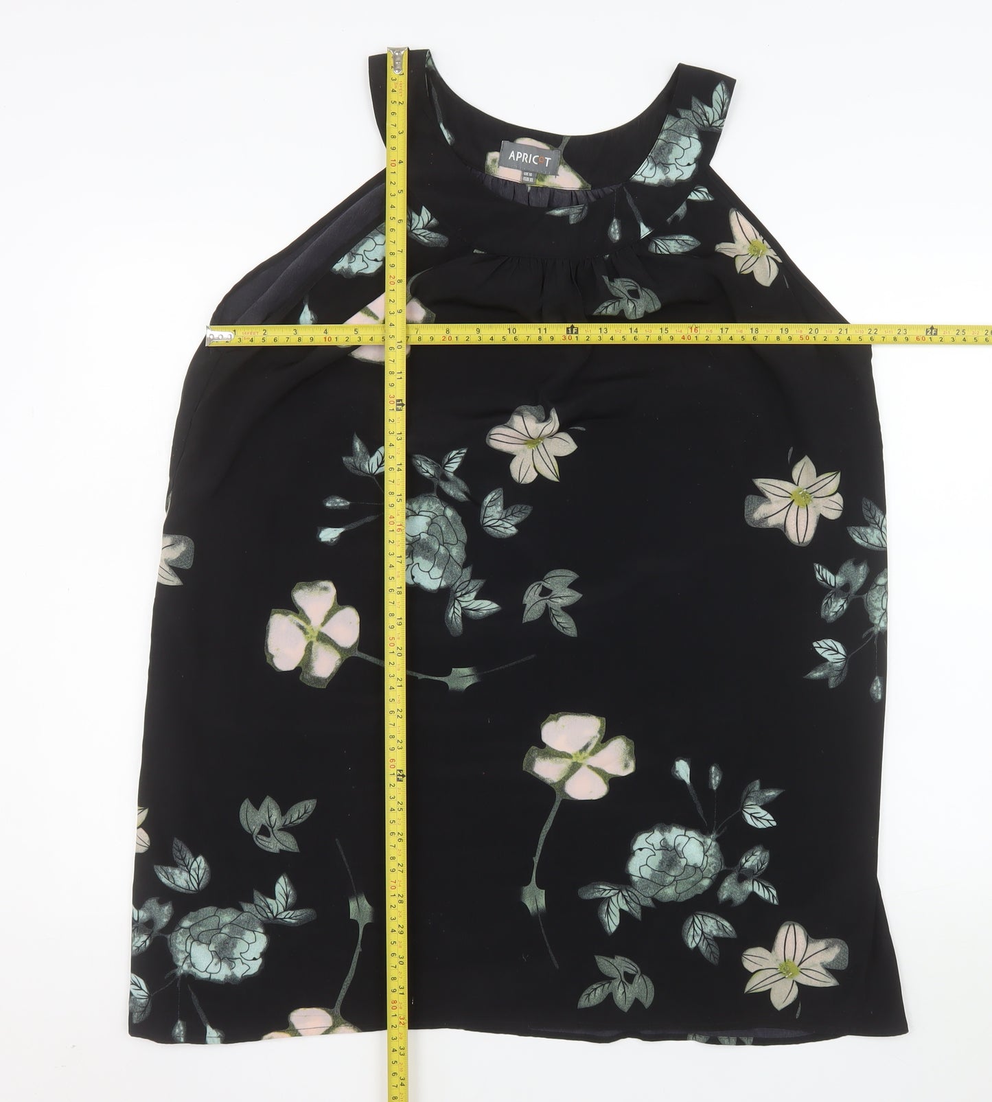Apricot Women’s Black Floral Halter Shift Dress Size 16