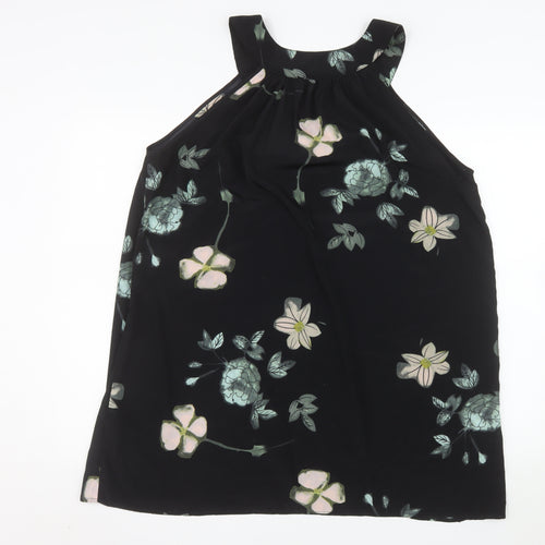 Apricot Women’s Black Floral Halter Shift Dress Size 16