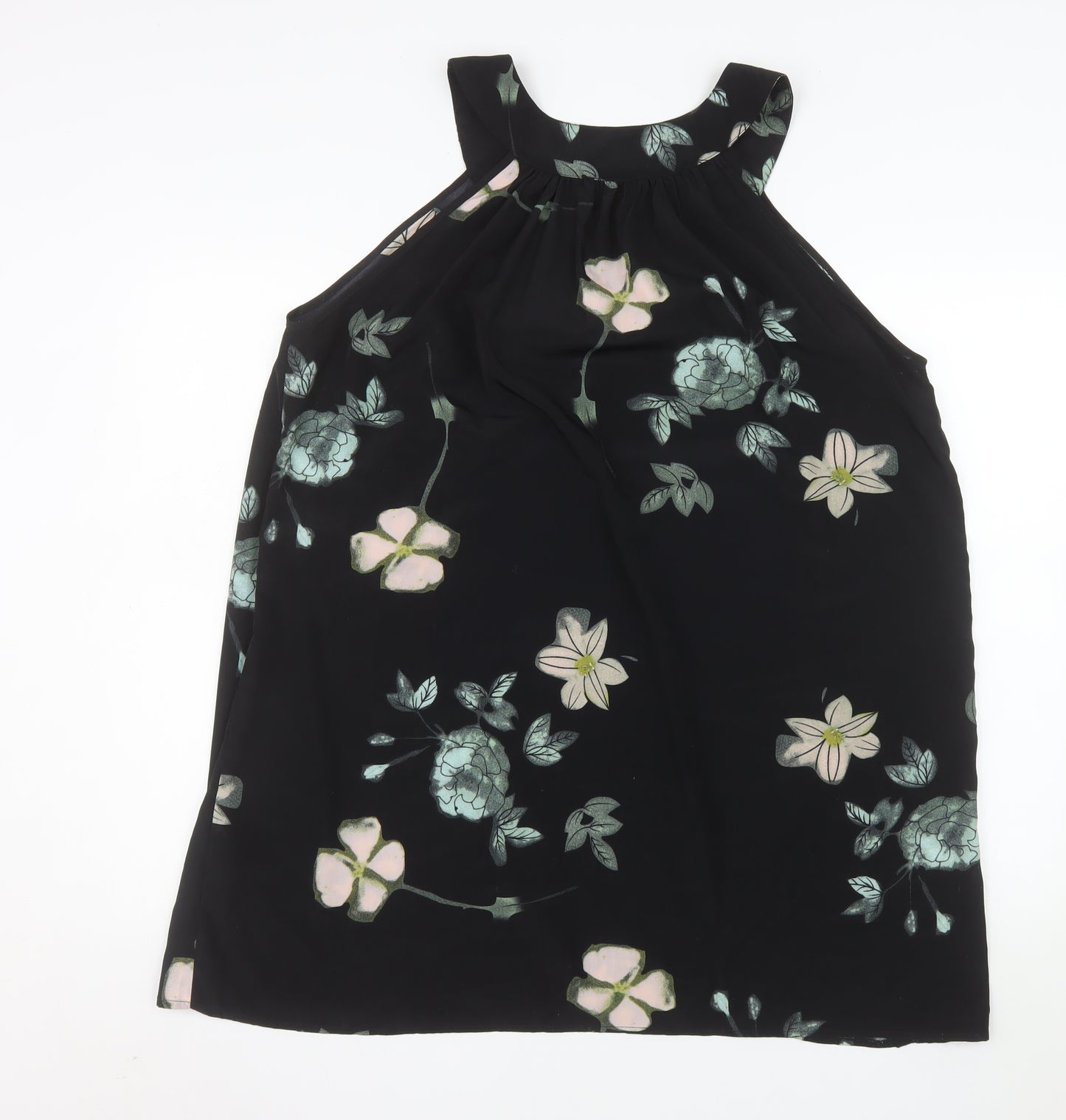 Apricot Women’s Black Floral Halter Shift Dress Size 16