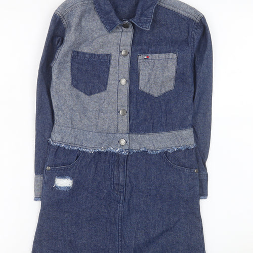 Tommy Hilfiger Women's Blue Denim Shirt Dress Size S Casual