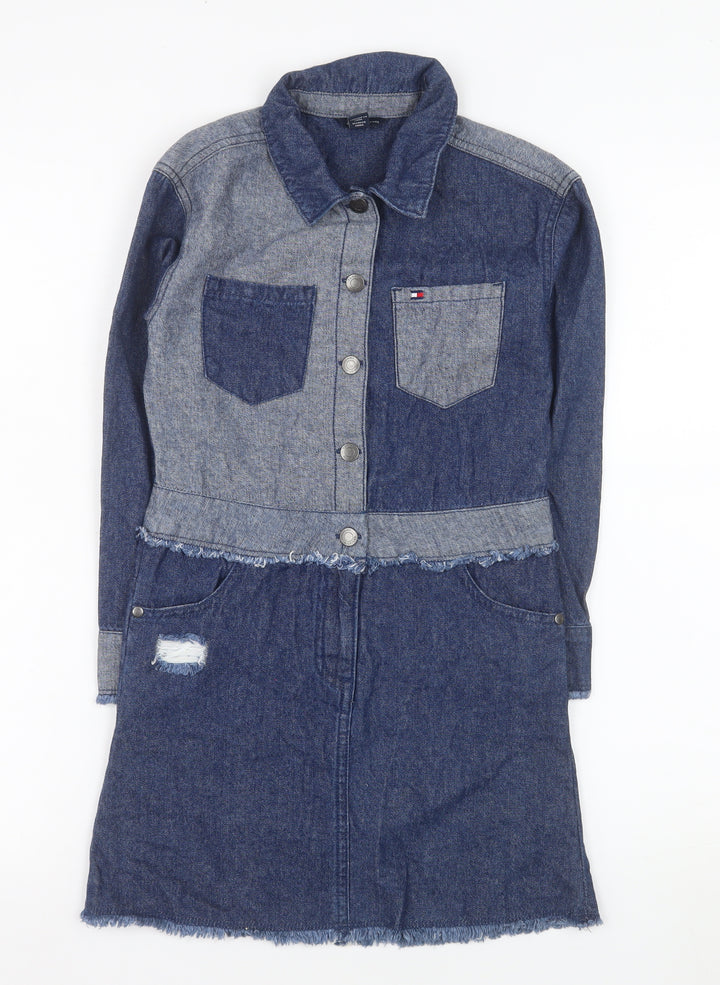 Tommy Hilfiger Women's Blue Denim Shirt Dress Size S Casual