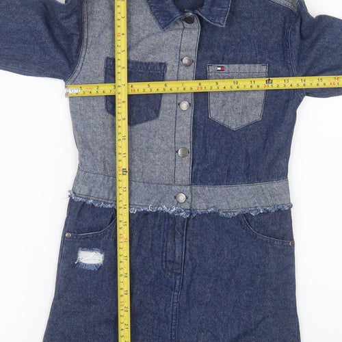 Tommy Hilfiger Women's Blue Denim Shirt Dress Size S Casual