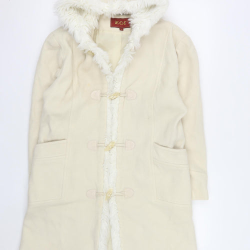 Zoe Women Ivory Wool Hooded Duffle Coat Size 14