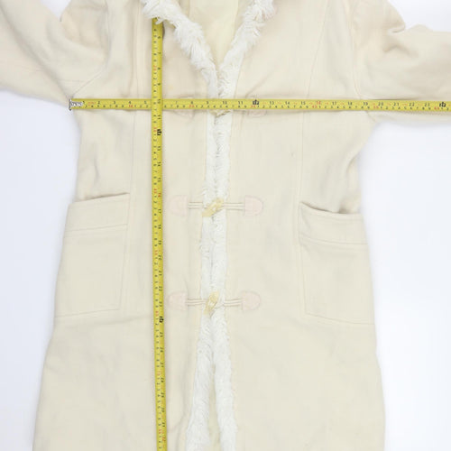 Zoe Women Ivory Wool Hooded Duffle Coat Size 14