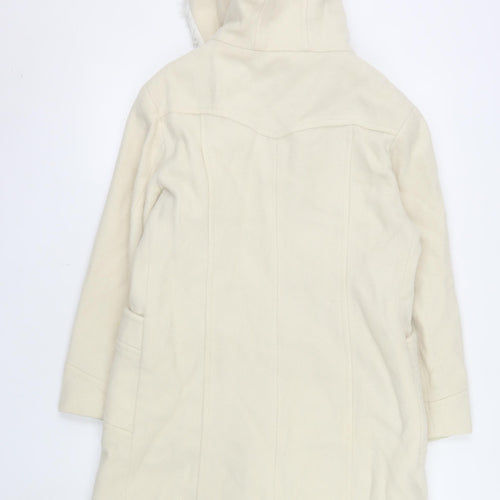 Zoe Women Ivory Wool Hooded Duffle Coat Size 14