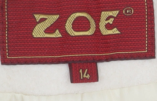 Zoe Women Ivory Wool Hooded Duffle Coat Size 14