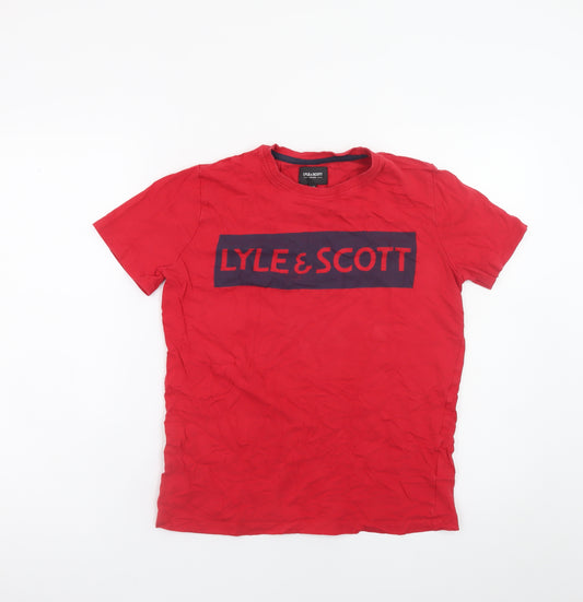 Lyle & Scott Boys Red Logo T-Shirt 12-13 Years Short Sleeve Cotton Top