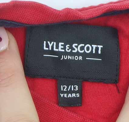 Lyle & Scott Boys Red Logo T-Shirt 12-13 Years Short Sleeve Cotton Top