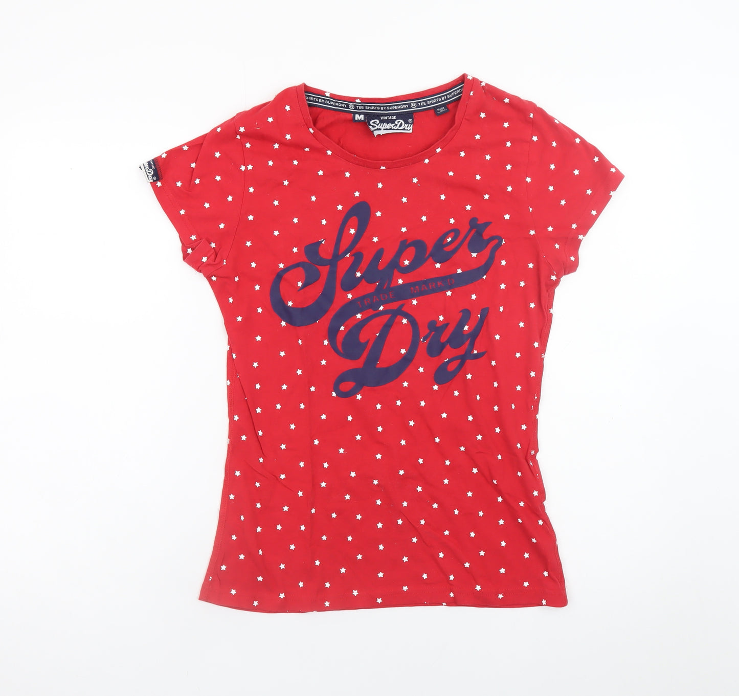 Superdry Womens Red Polka Dot Logo T-Shirt Size M