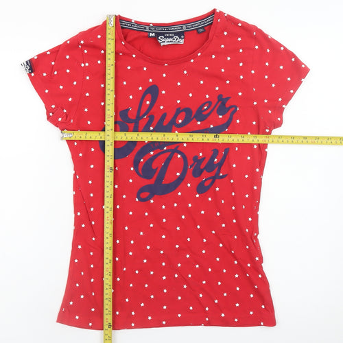 Superdry Womens Red Polka Dot Logo T-Shirt Size M