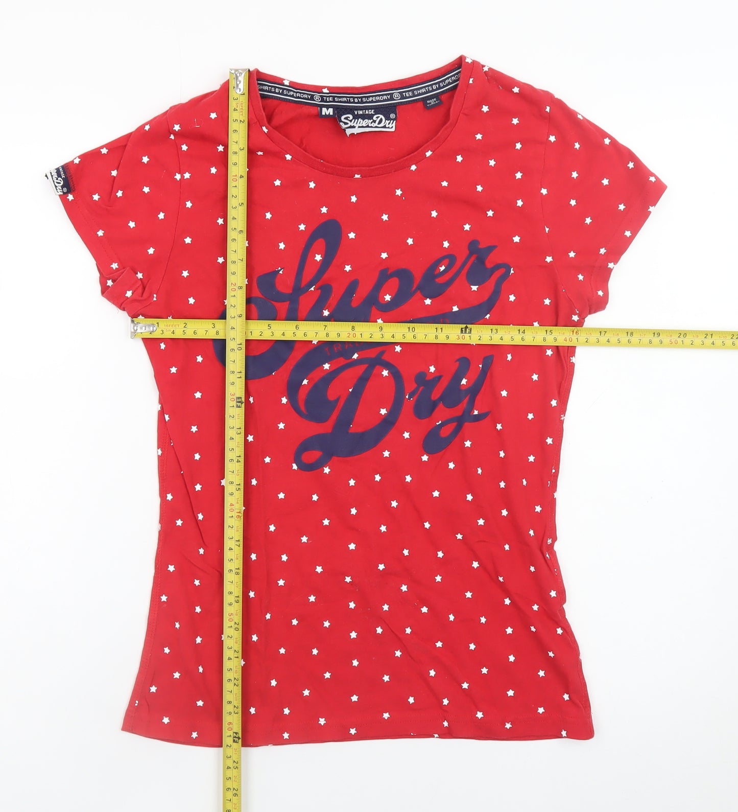 Superdry Womens Red Polka Dot Logo T-Shirt Size M