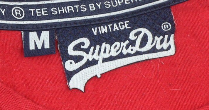 Superdry Womens Red Polka Dot Logo T-Shirt Size M