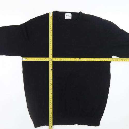 Zara Women Black Crew Neck Knit Pullover Jumper Size 12