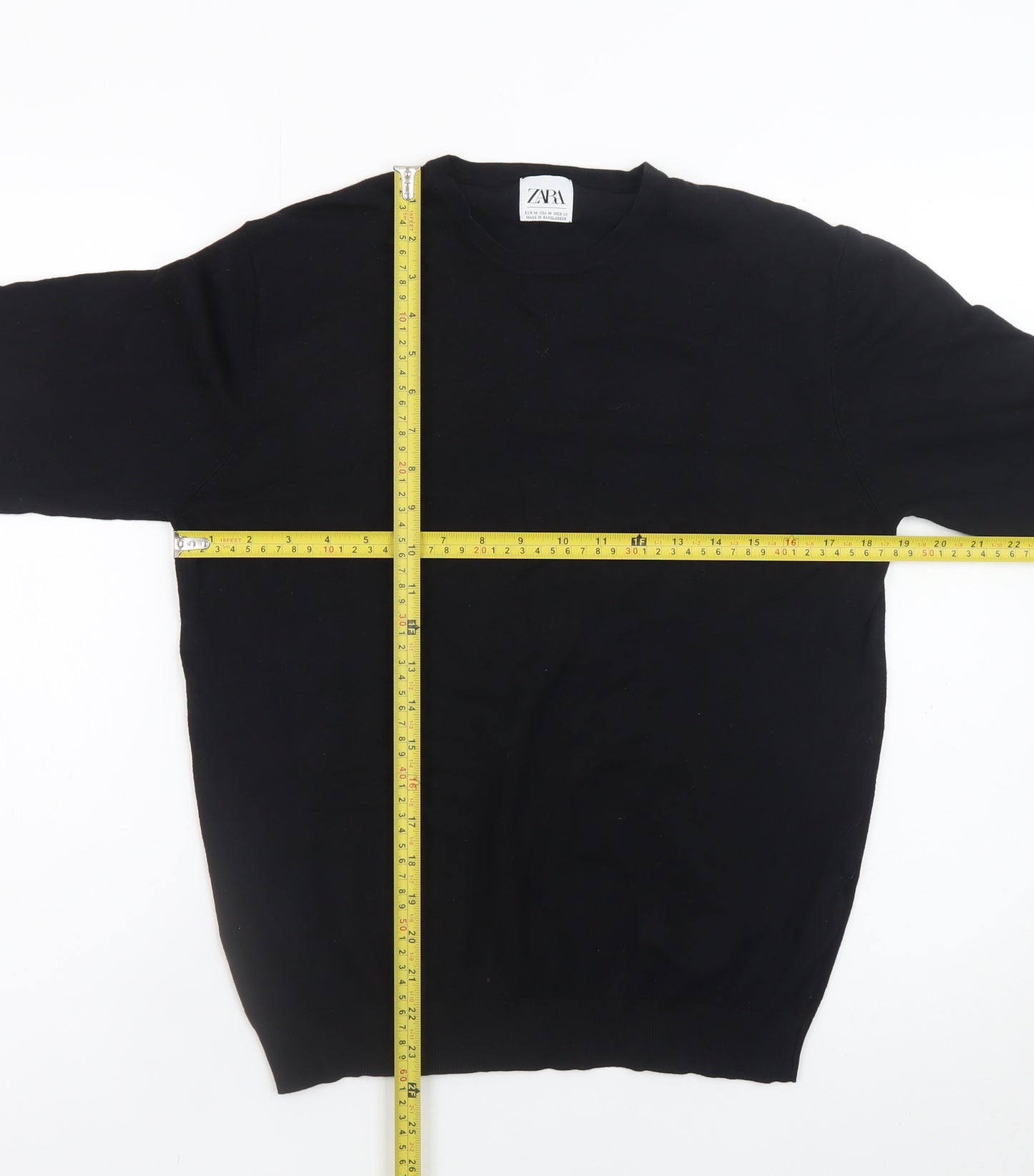 Zara Women Black Crew Neck Knit Pullover Jumper Size 12