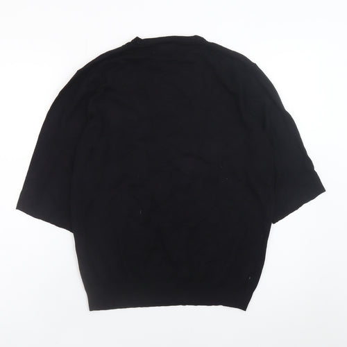 Zara Women Black Crew Neck Knit Pullover Jumper Size 12