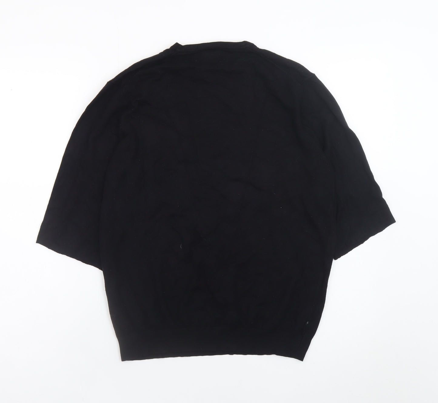 Zara Women Black Crew Neck Knit Pullover Jumper Size 12