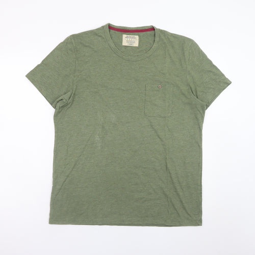 Burton Menswear London Men’s Green Crew Neck Cotton Blend T-Shirt Size L